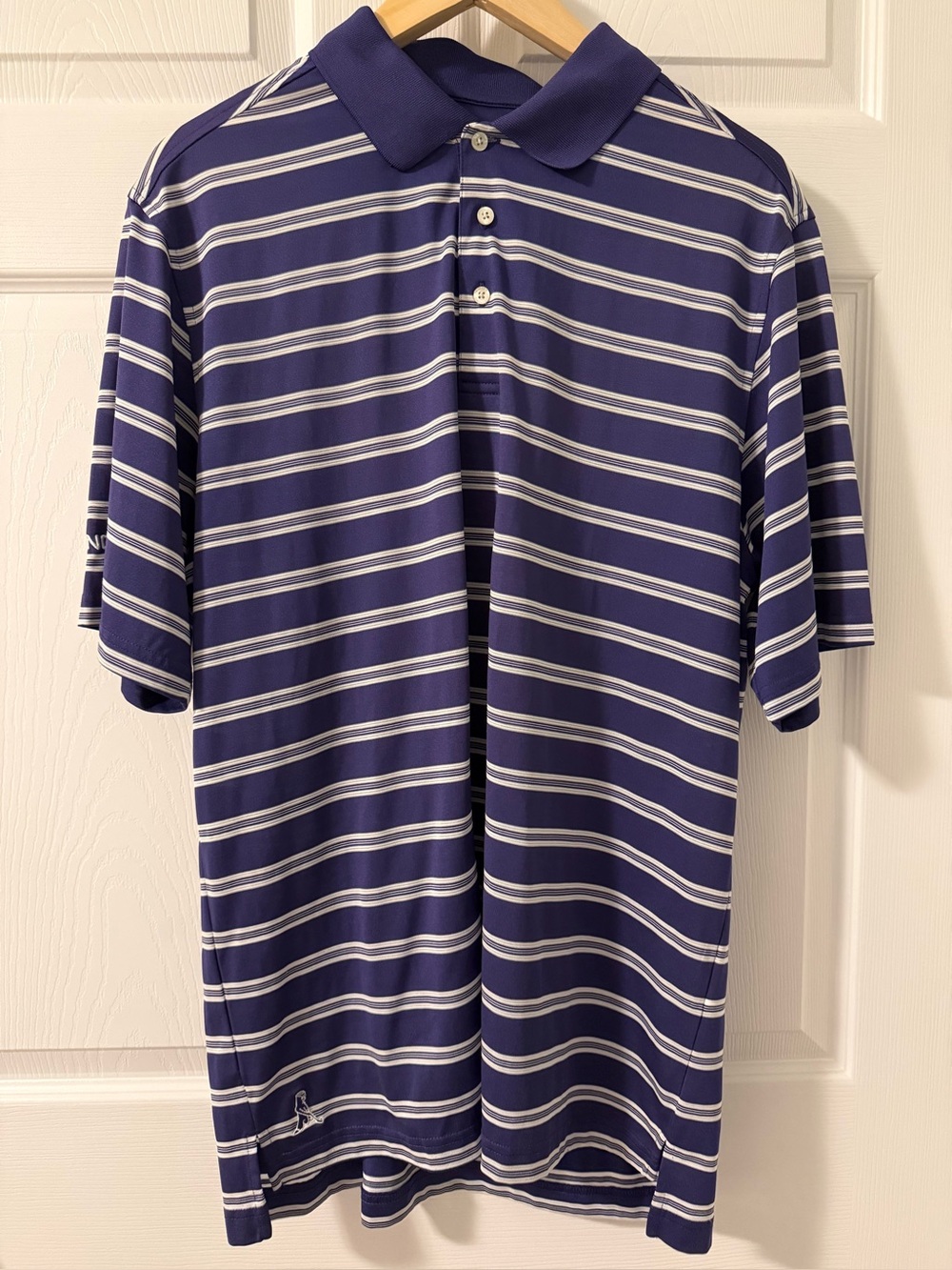 PING Men’s Large Navy Striped Performance Golf Polo Shirt